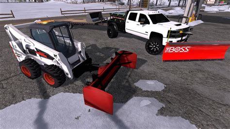 skid steer snow plow and box plow for fs17|fs2017 snow plow.